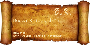 Becza Krisztián névjegykártya